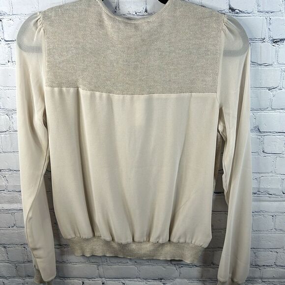 🌟 Tan Sheer Sleeve Long Sleeve Top from BCBG Generation - Size Small 🌟 - Picture 4 of 4